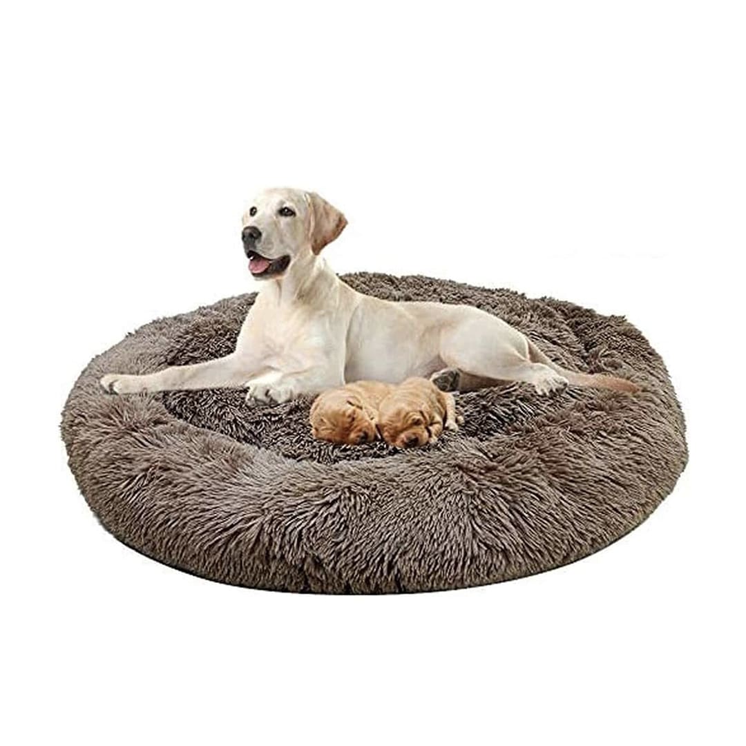 orthopedic calming dog bed brown