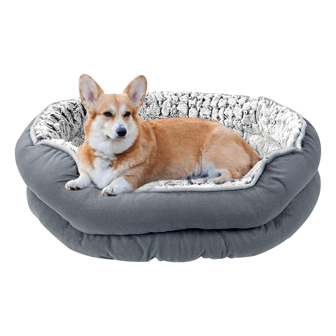 faux fur calming dog bed 5
